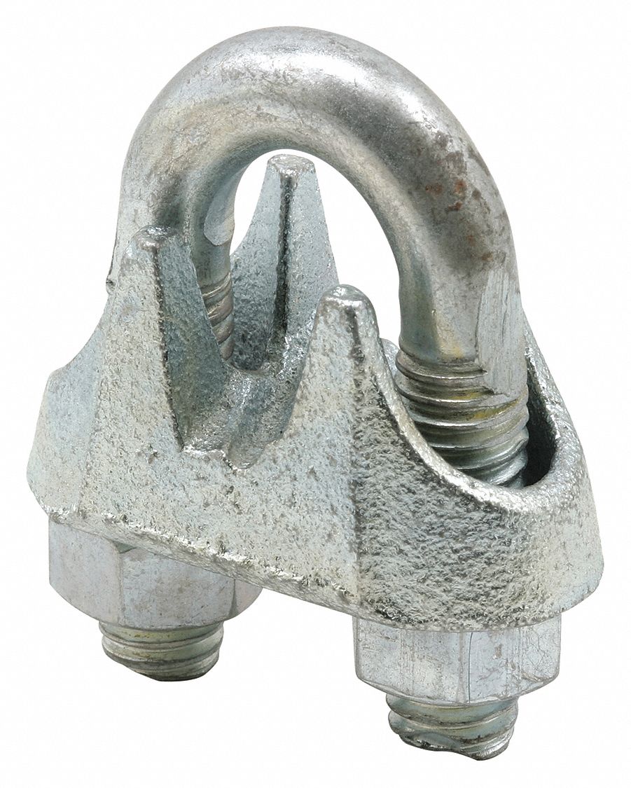 PRIMELINE 3/8" Dia. Cable Clamp, Steel, Natural, 11/4" Width, PK1