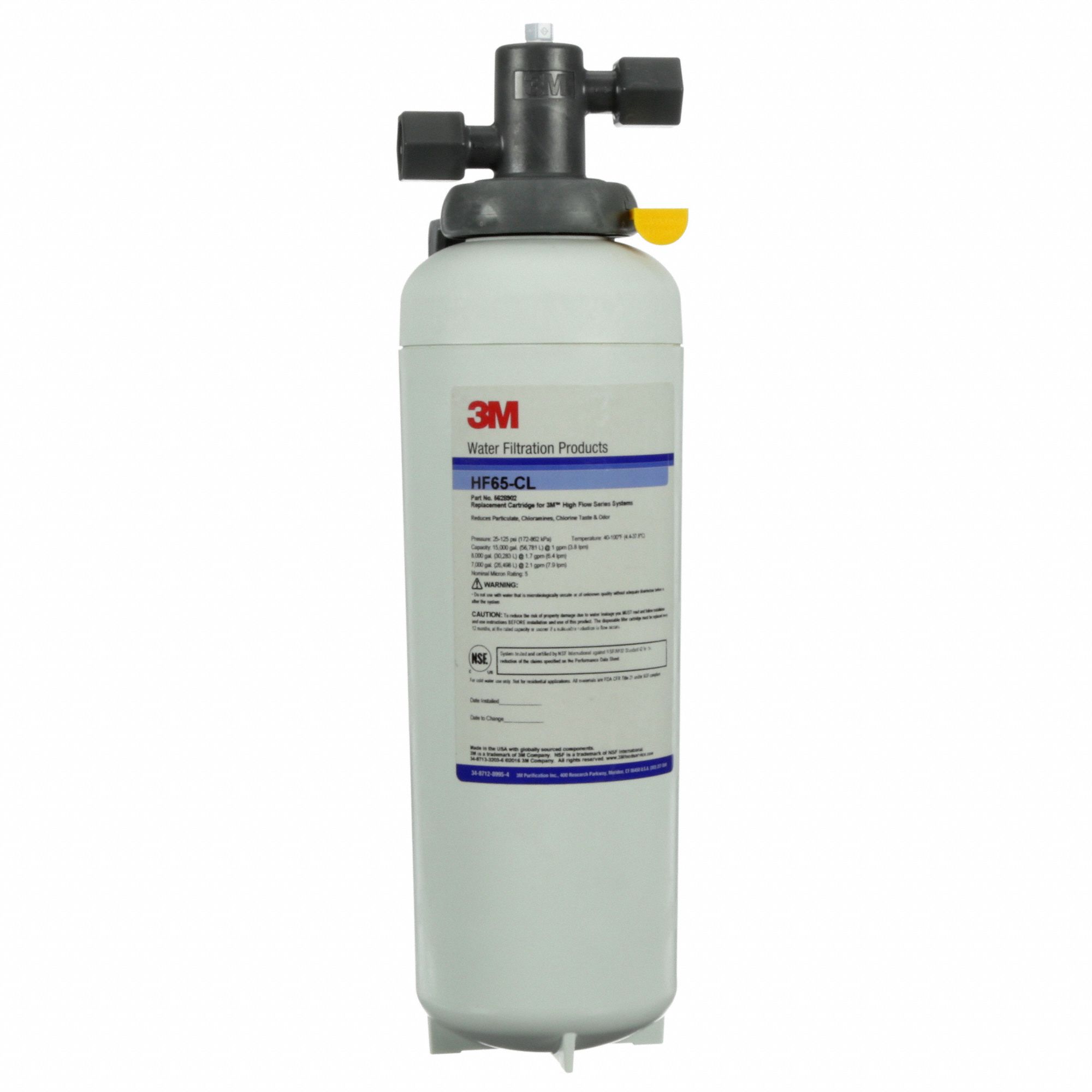 3M Water Filter System 5 micron, 2.1 gpm, 7,000 gal, 1/2 in, NPT, 15 7/8 in Overall Ht, 4 3/8
