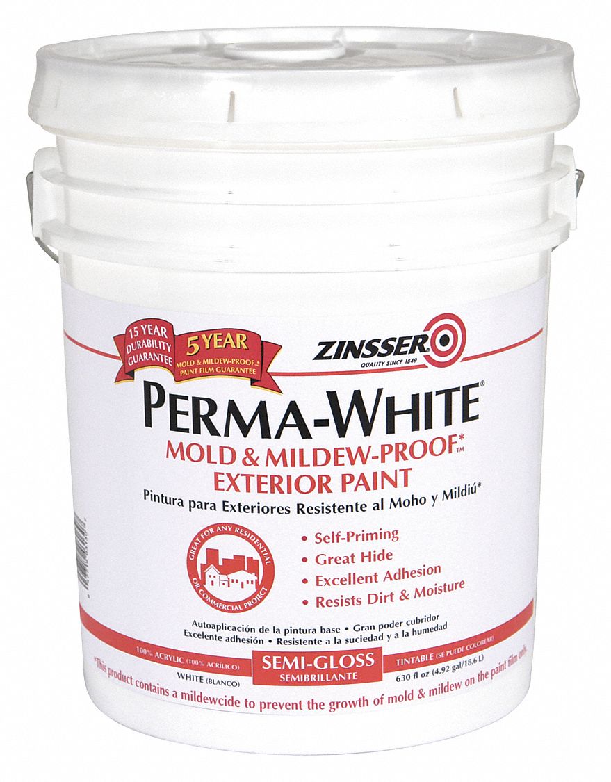 ZINSSER SemiGloss Interior Paint, Latex, White, 5 gal. 54GD8002750 Grainger