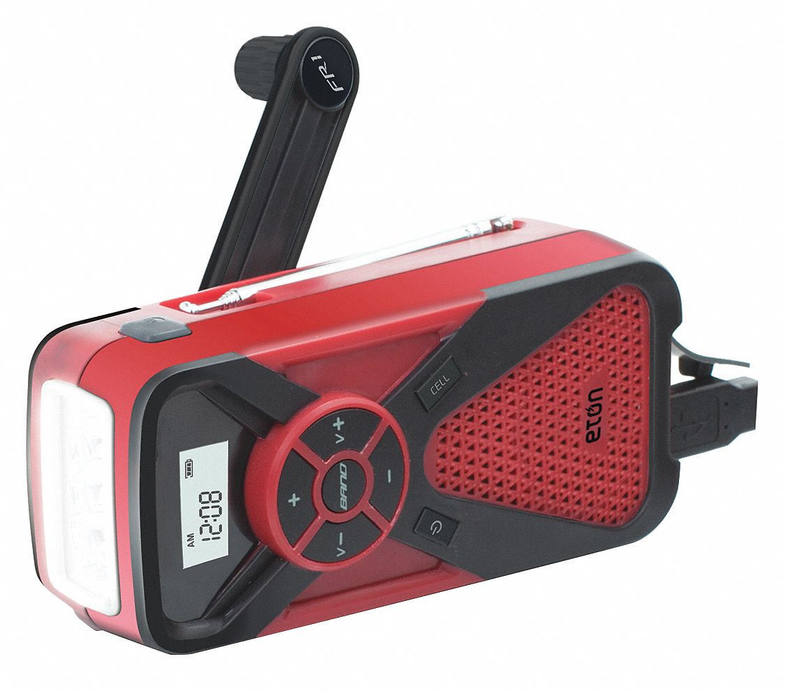 Table Top Weather Radio, Red, AM/FM, NOAA Grainger