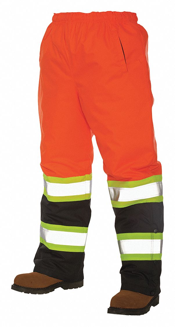 WORK KING High Visibility Pants, 100 Polyester, Fluorescent Orange