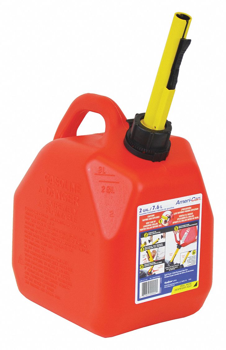 SCEPTER Gas Can, Plastic, 2 gal Capacity, 945/64" Height, 945/64