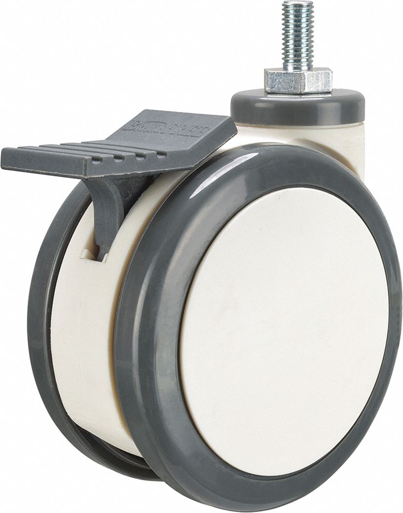 GRAINGER APPROVED TwinWheel Threaded Stem Caster 3 15/16 in Wheel Dia