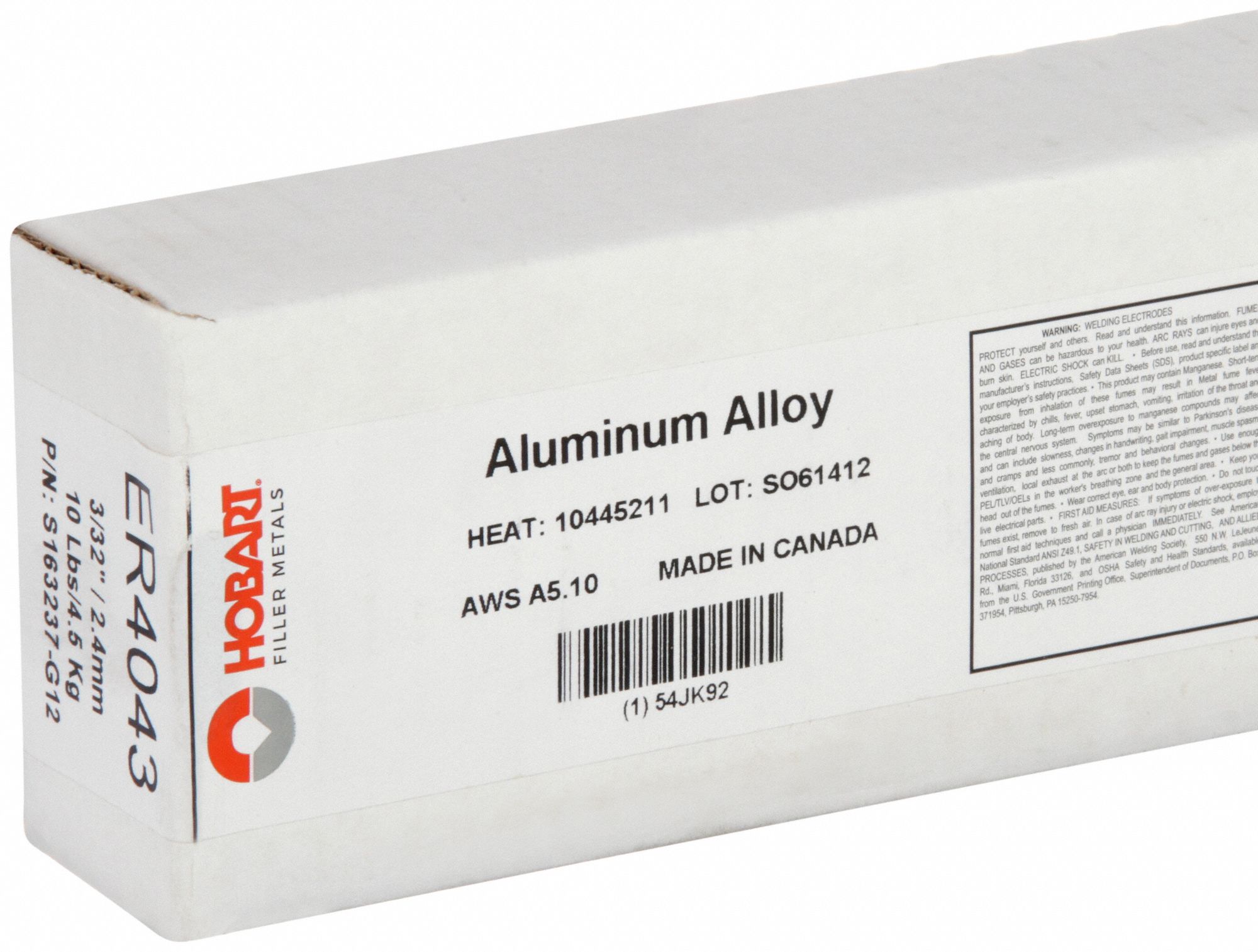 HOBART, Aluminum, ER4043, TIG Welding Rod 54JK92S163237G12 Grainger