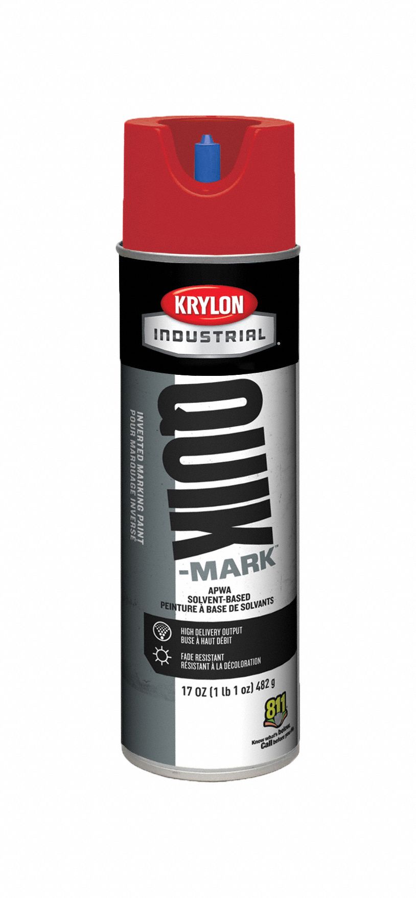 KRYLON INDUSTRIAL, Inverted Paint Dispensing, APWA Red, Marking Paint