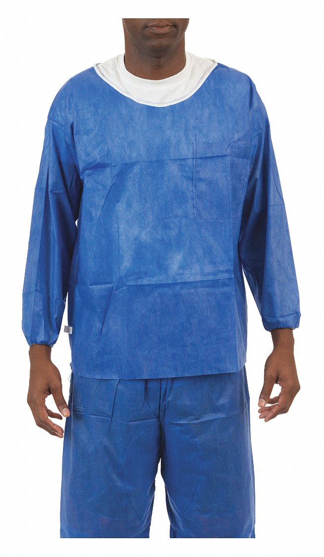 Spunbonded/Meltblown, S, Disposable Long Sleeve Shirt 54TL10FS2064B