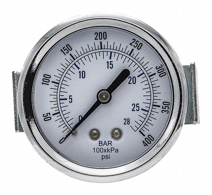 PIC GAUGES, UClamp, 0 to 400 psi, Industrial Pressure Gauge 54XR09