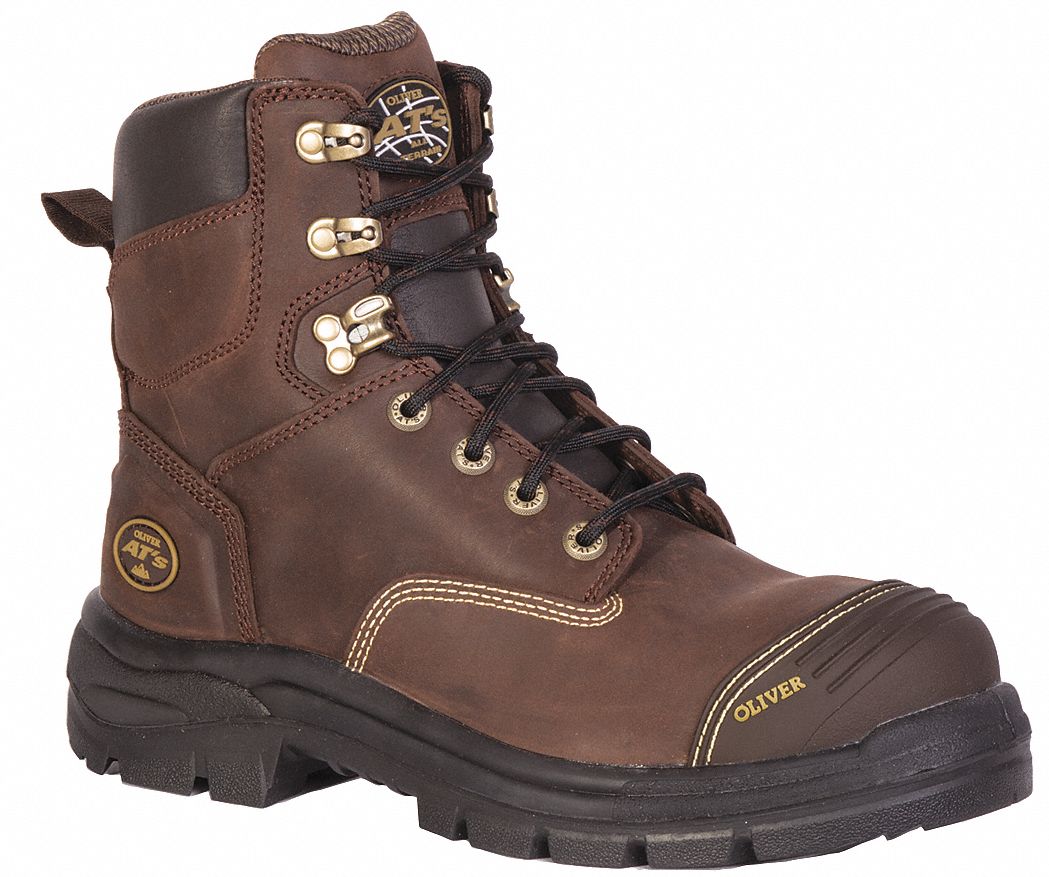 OLIVER 6" Height Men's Work Boots, Steel Toe Type, Brown, Size 12D