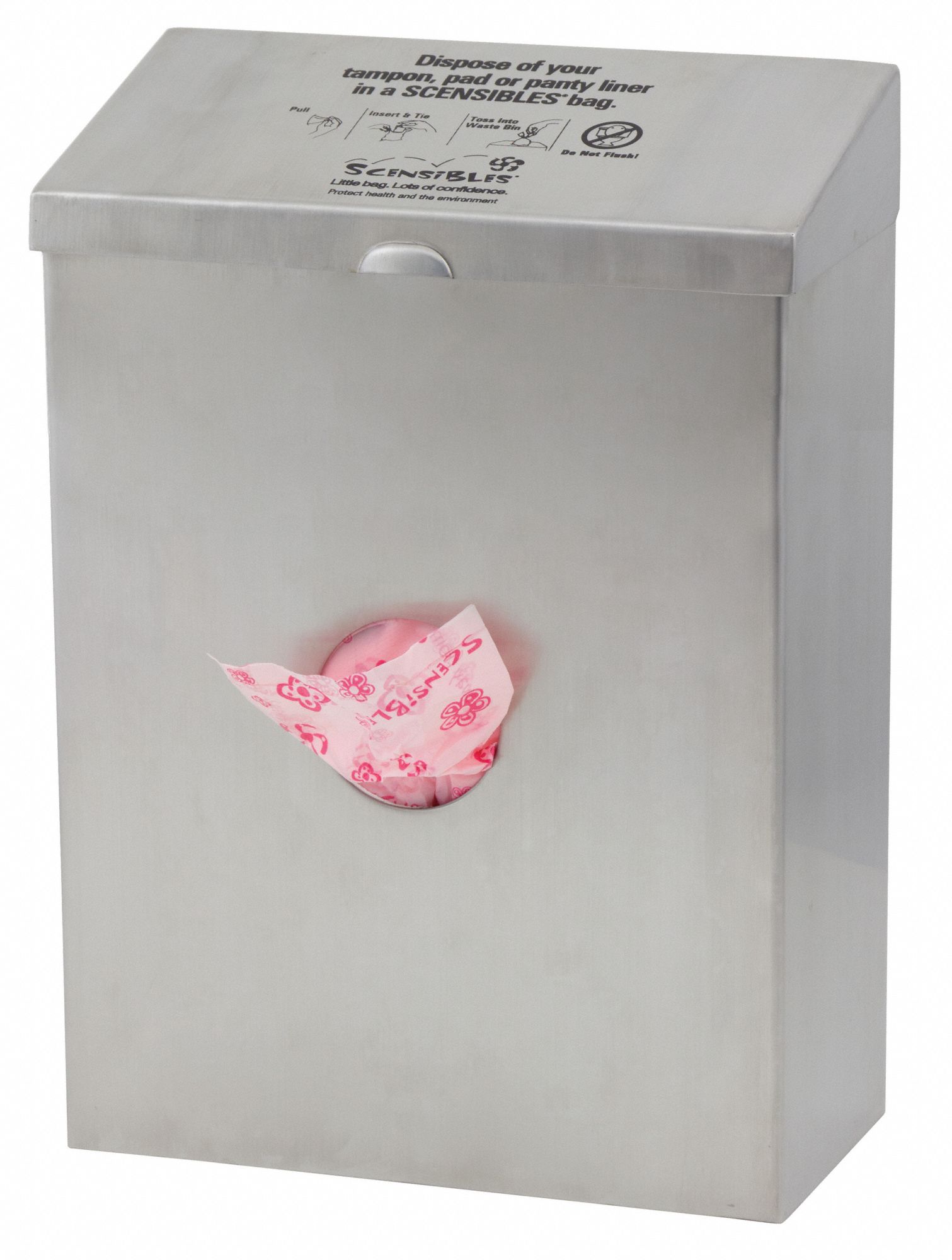 SCENSIBLES Sanitary Napkin Receptacle with Bag Dispenser WallMounted