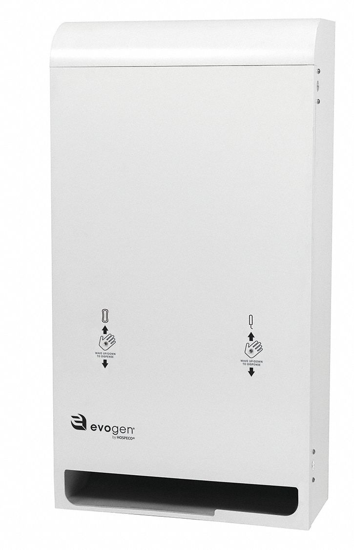 EVOGEN Sanitary Napkin/Tampon Dispenser, White 54XX45EVNT3W Grainger