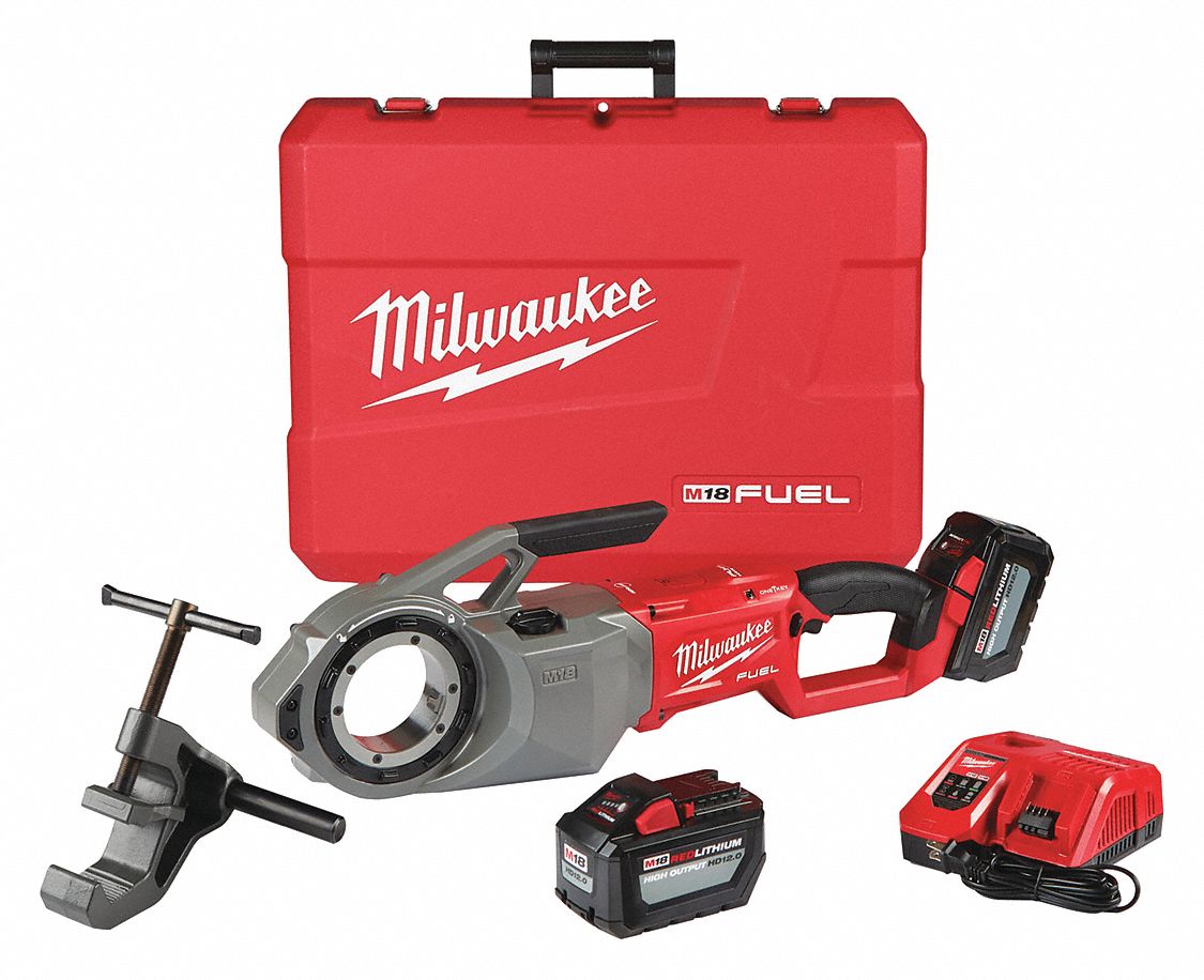 MILWAUKEE Pipe Threading Machine Kit 1/8 in to 2 in Bolt Size, For 1/8