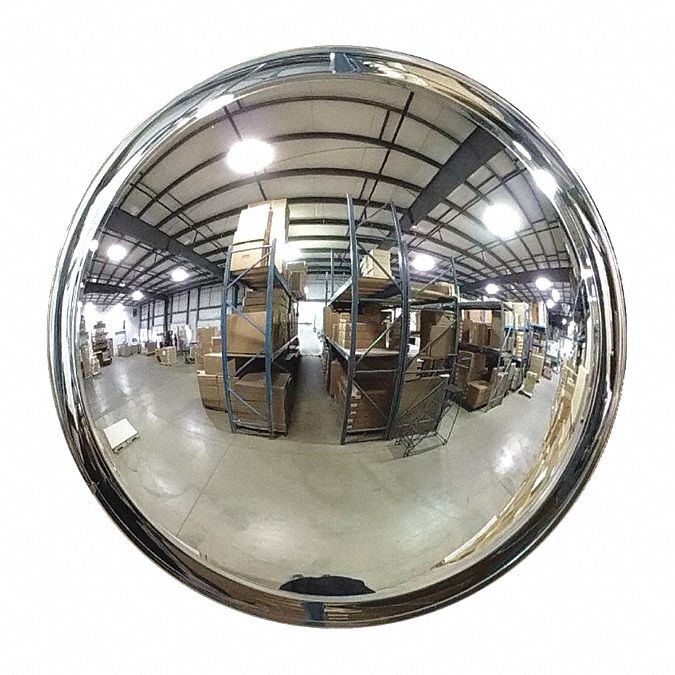 GRAINGER APPROVED Indoor/Outdoor Acrylic Full Dome Mirror, 180° Viewing