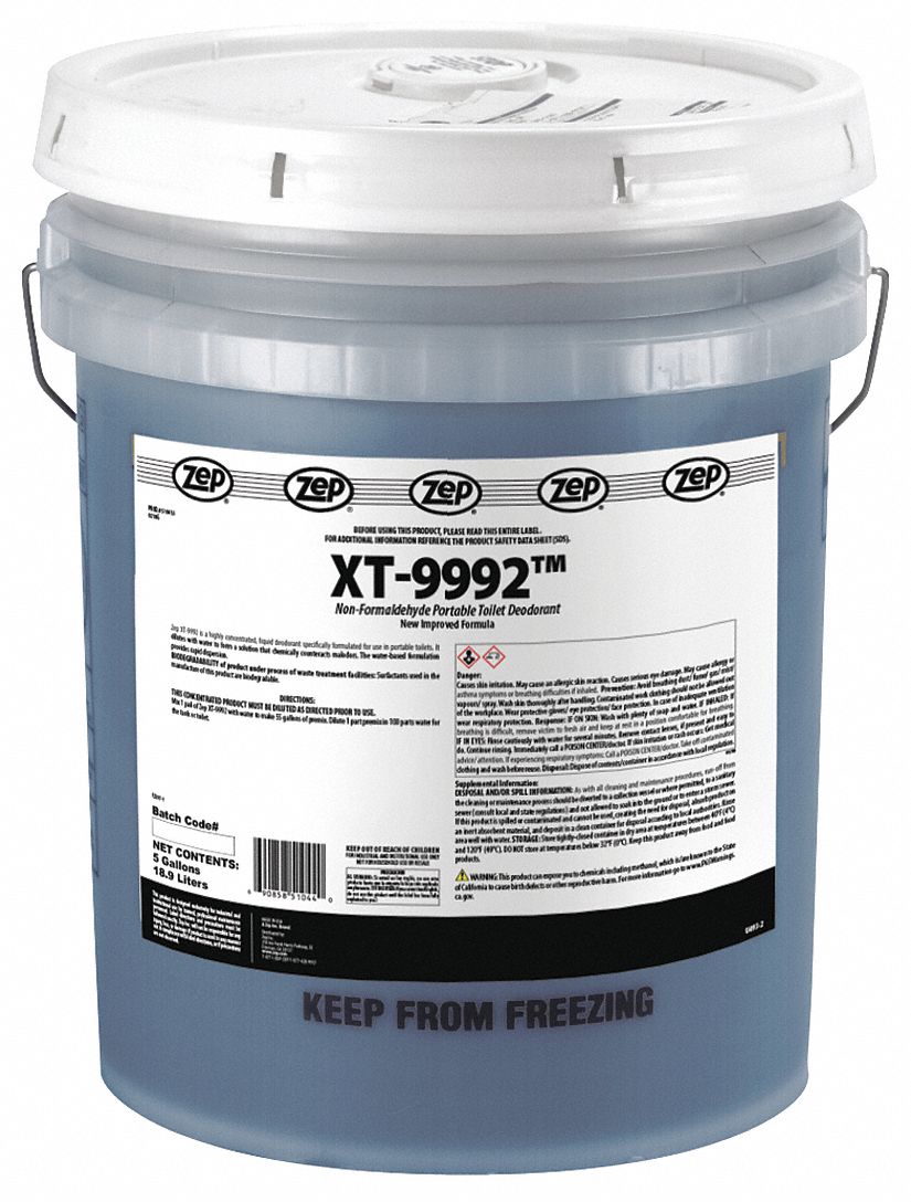 ZEP Portable Toilet Odor Eliminators, Bucket, 5 gal, Liquid, Cherry