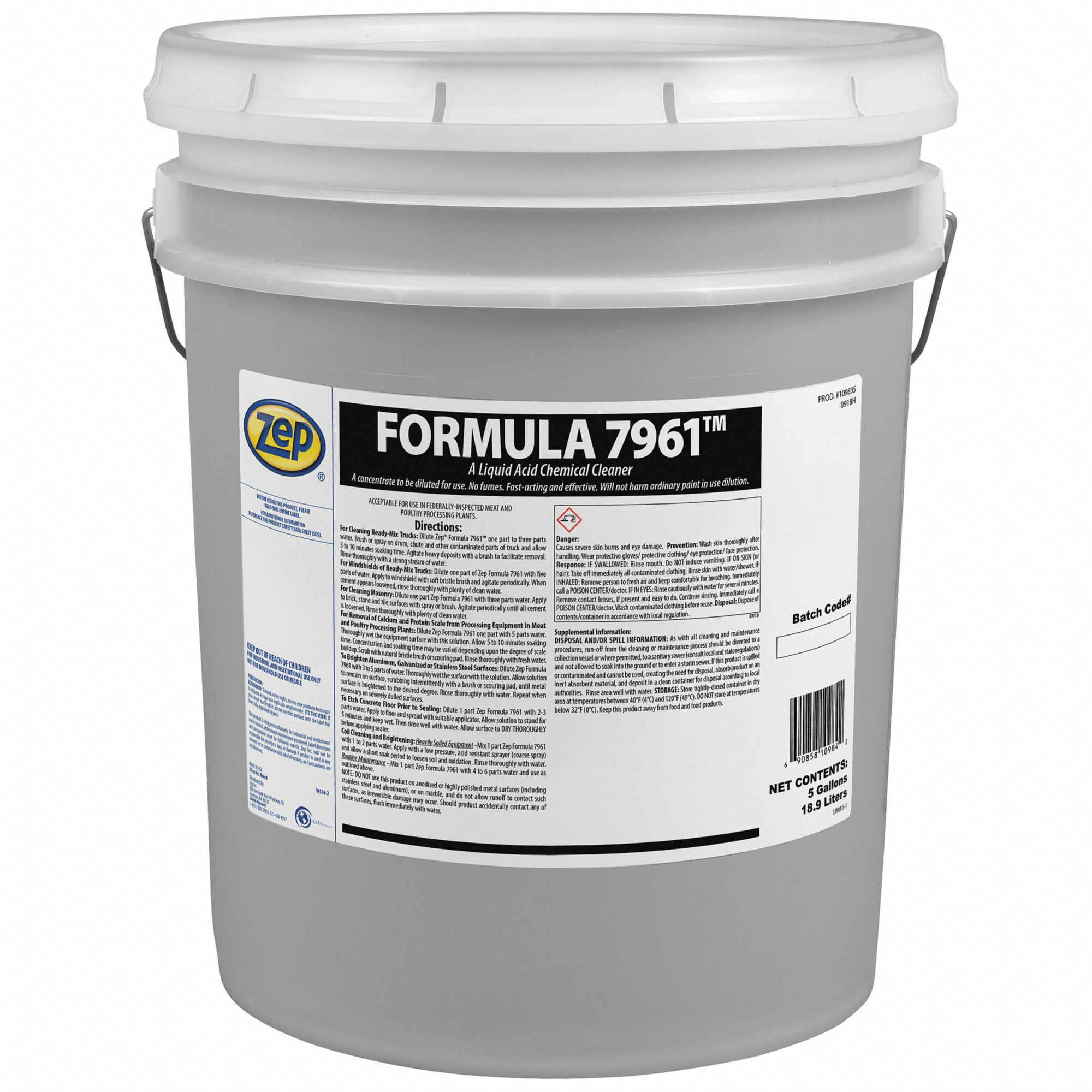 ZEP Floor Cleaner, Liquid, 5 gal, Pail, 35 gal RTU Yield per Container