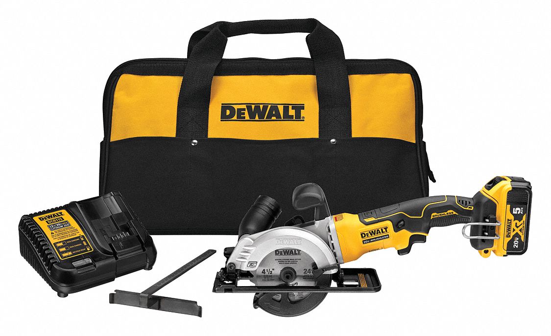 DEWALT Circular Saw Kit, 4 1/2 in Blade Dia., Left Blade Side, Bevel