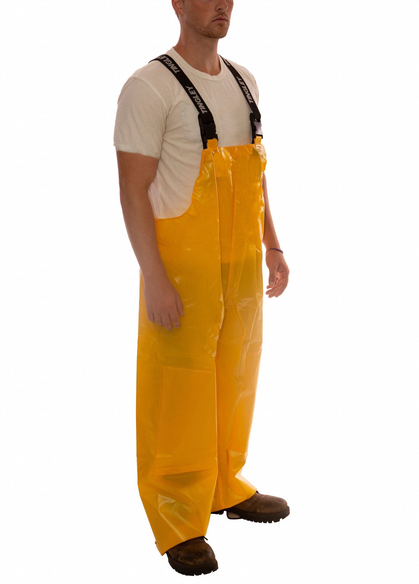 TINGLEY Rain Bib Overall Polyurethane, 2XL, Gold, 32 in Inseam, 50 in