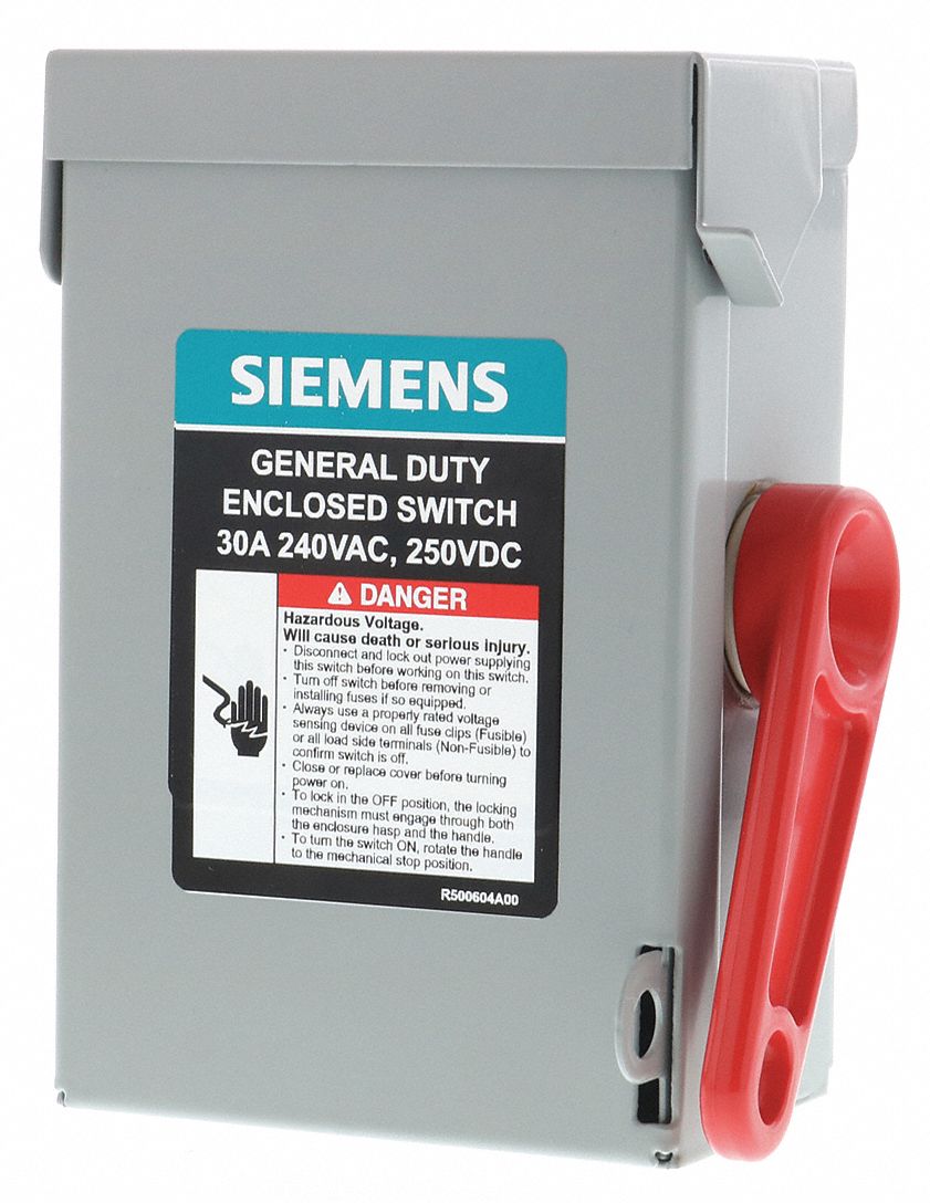 SIEMENS Safety Switch, Nonfusible, General, 240V AC Voltage, Three