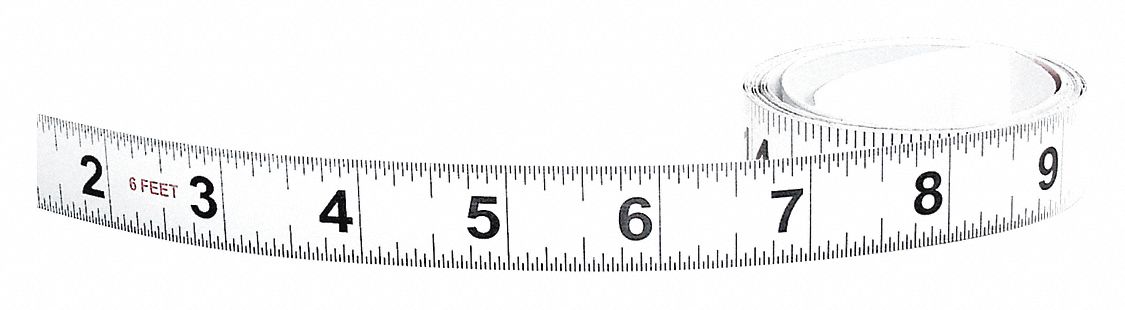 US TAPE Adhesive Backed Tape Measure: 72 in Blade Lg, 3/4 in Blade Wd