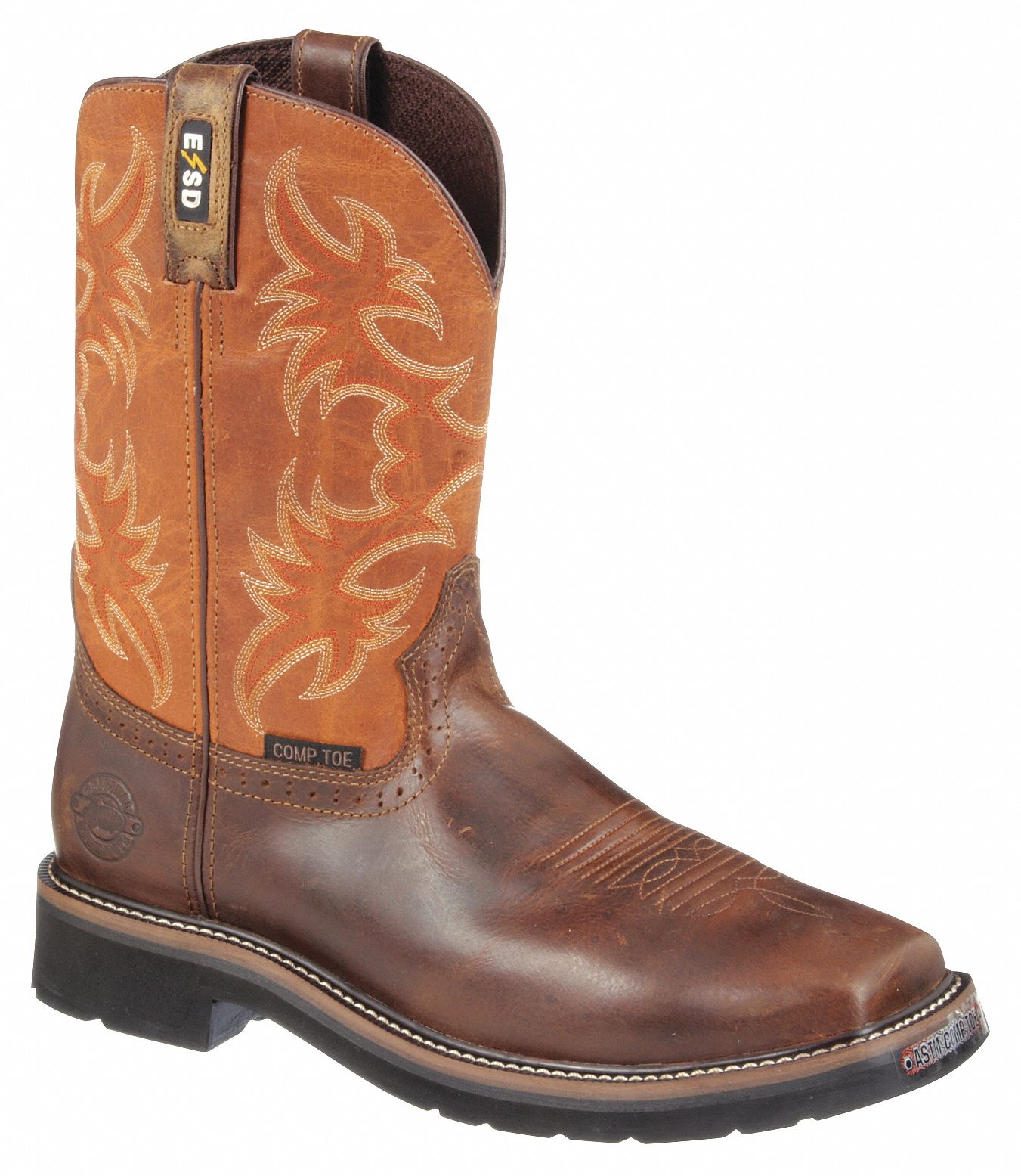 JUSTIN ORIGINAL WORKBOOTS Western Boot, 12, EE, Men's, Brown, Composite
