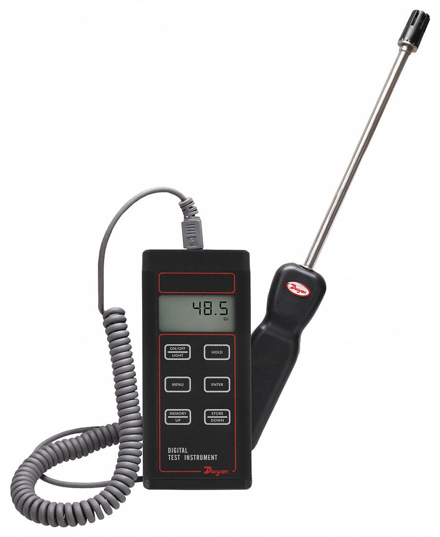 DWYER Digital Hygrometer, Indoor/Outdoor, LCD 55EK07485B1 Grainger