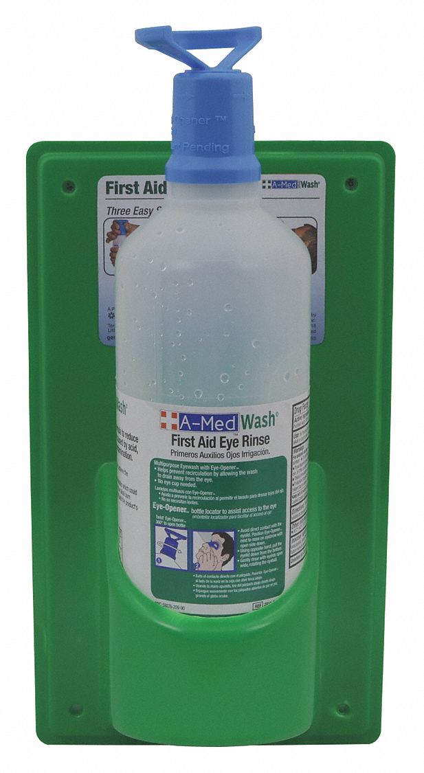 AMED Eye Wash Station, 32 oz Bottle Size, 3 yr Shelf Life, 12 in