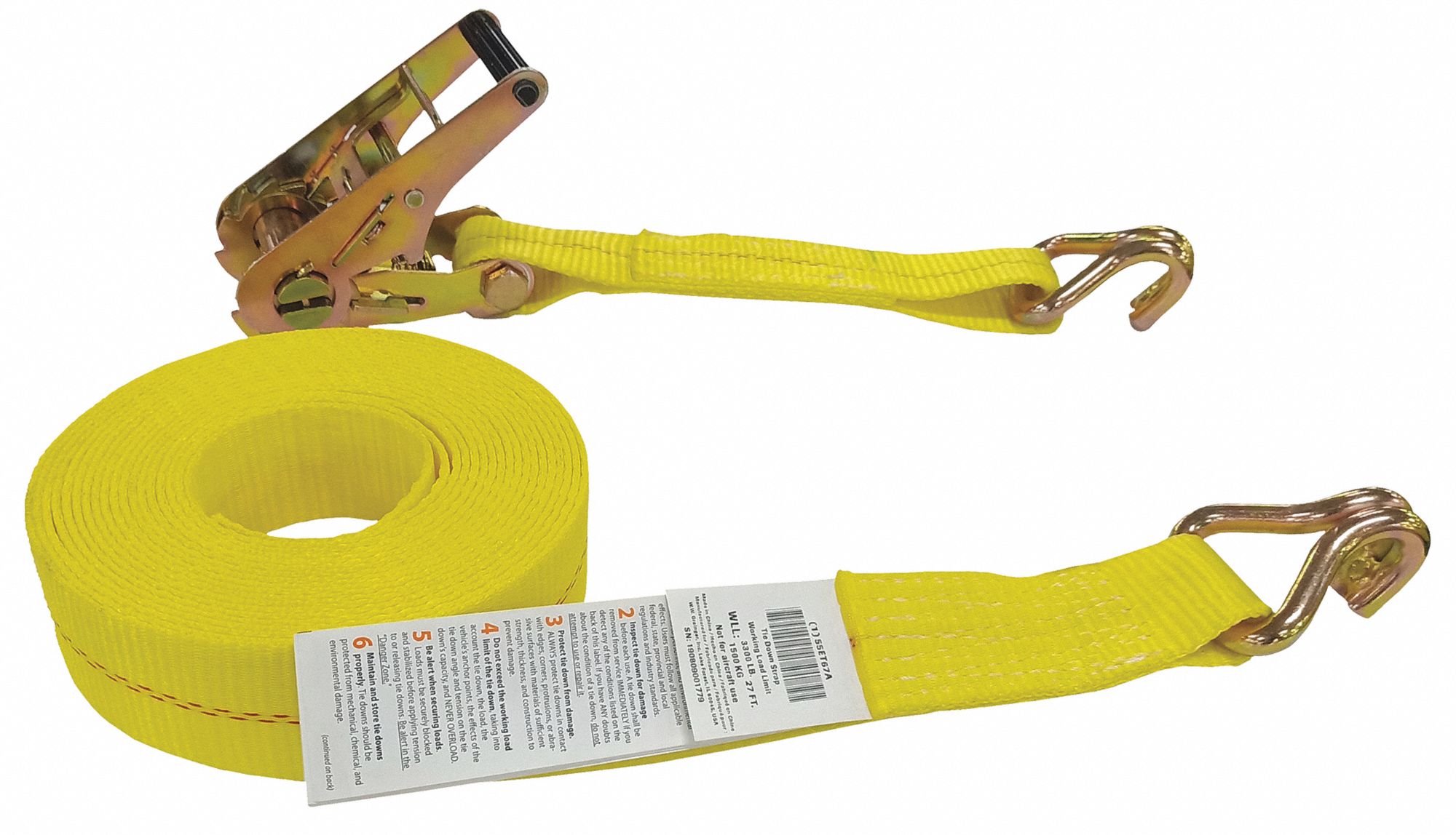 27 ft Cargo Tie Down Lg, 2 in Cargo Tie Down Wd, Tie Down Strap