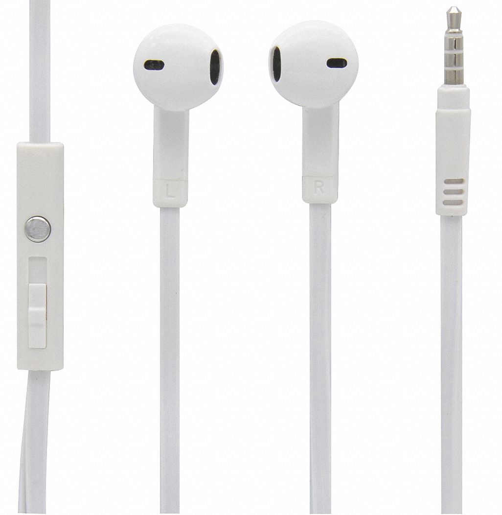 MOBILESPEC, Stereo, White, Wired Earbuds 55FA67MBS10242 Grainger