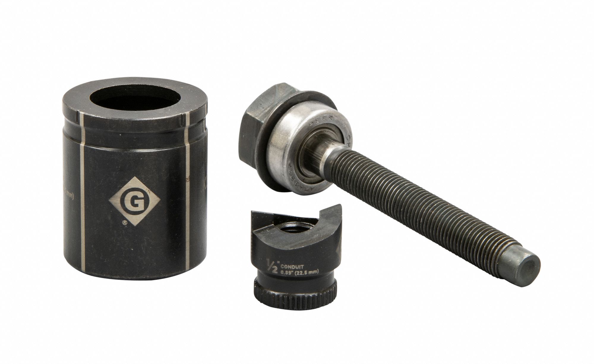 GREENLEE, 10 ga Sheet Metal Capacity (Steel), 57/64 in Nominal Size, Knockout Punch Set 55FE69