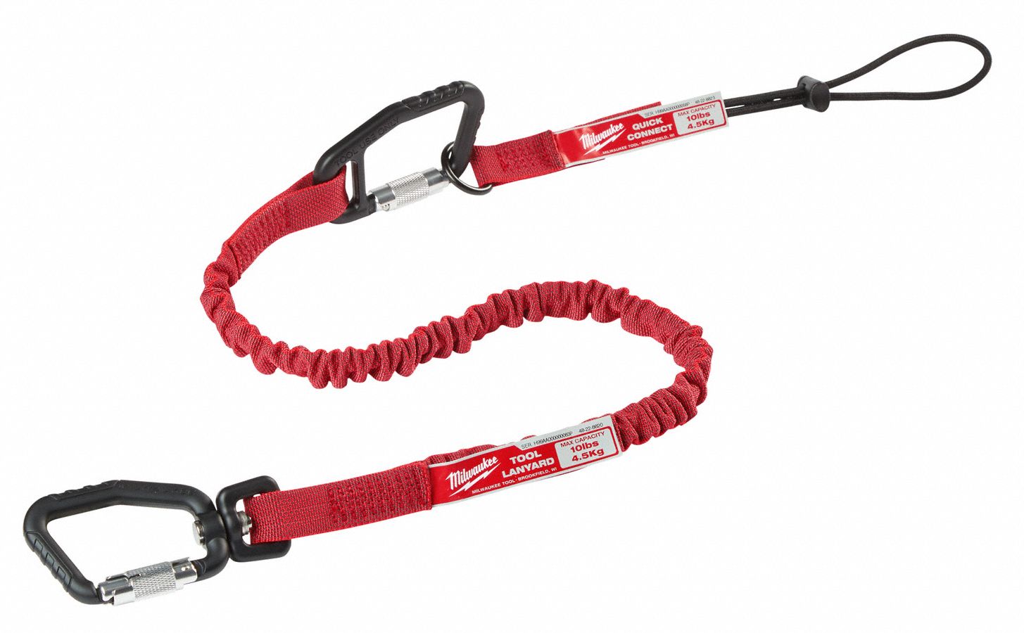 MILWAUKEE Tool Lanyard, Elastic Tether Style, 10 lb Weight Capacity