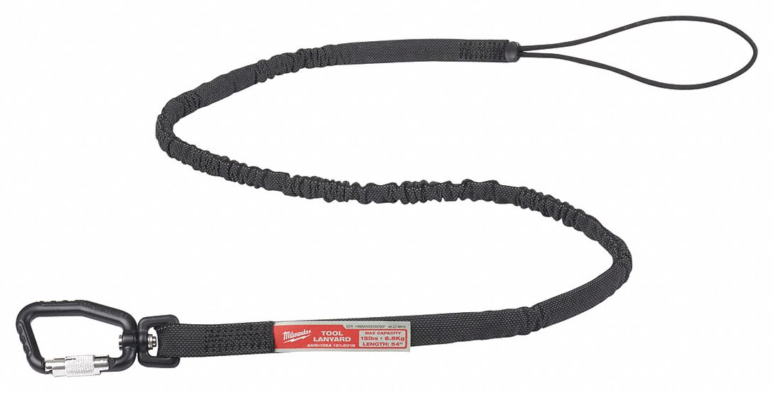 MILWAUKEE Tool Lanyard, Elastic Tether Style, 15 lb Weight Capacity