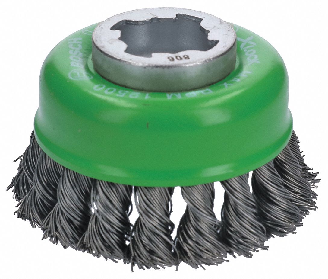BOSCH 3 in Knotted Wire Cup Brush, XLock Mounting, 0.003 in Wire Dia