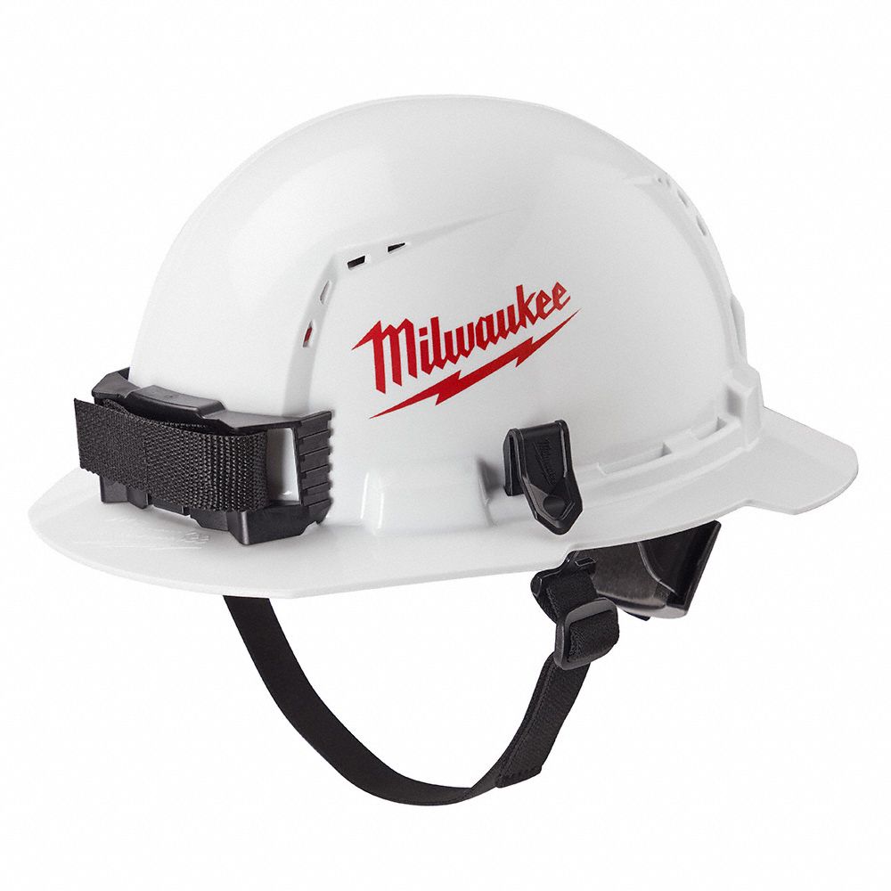 MILWAUKEE Chin Strap Hard Hats, 2 Attachment Points, Polyester, Black