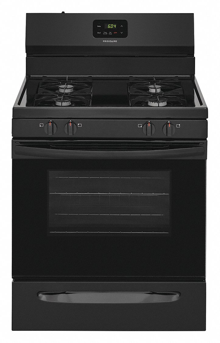 FRIGIDAIRE Natural Gas Oven Range, Black, 46 9/16 inH x 29 7/8 inW x 25 3/4 in Depth 55KF74