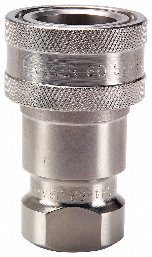 PARKER Hydraulic Quick Connect Hose Coupling, Socket, 60 Series, 316 Stainless Steel 55KV84