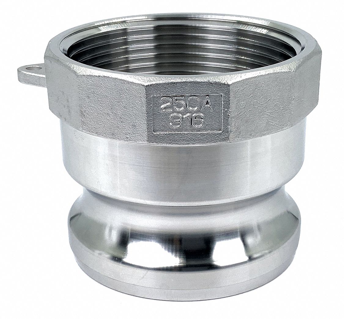 GRAINGER APPROVED Cam and Groove Adapter, Body Material 316 Stainless