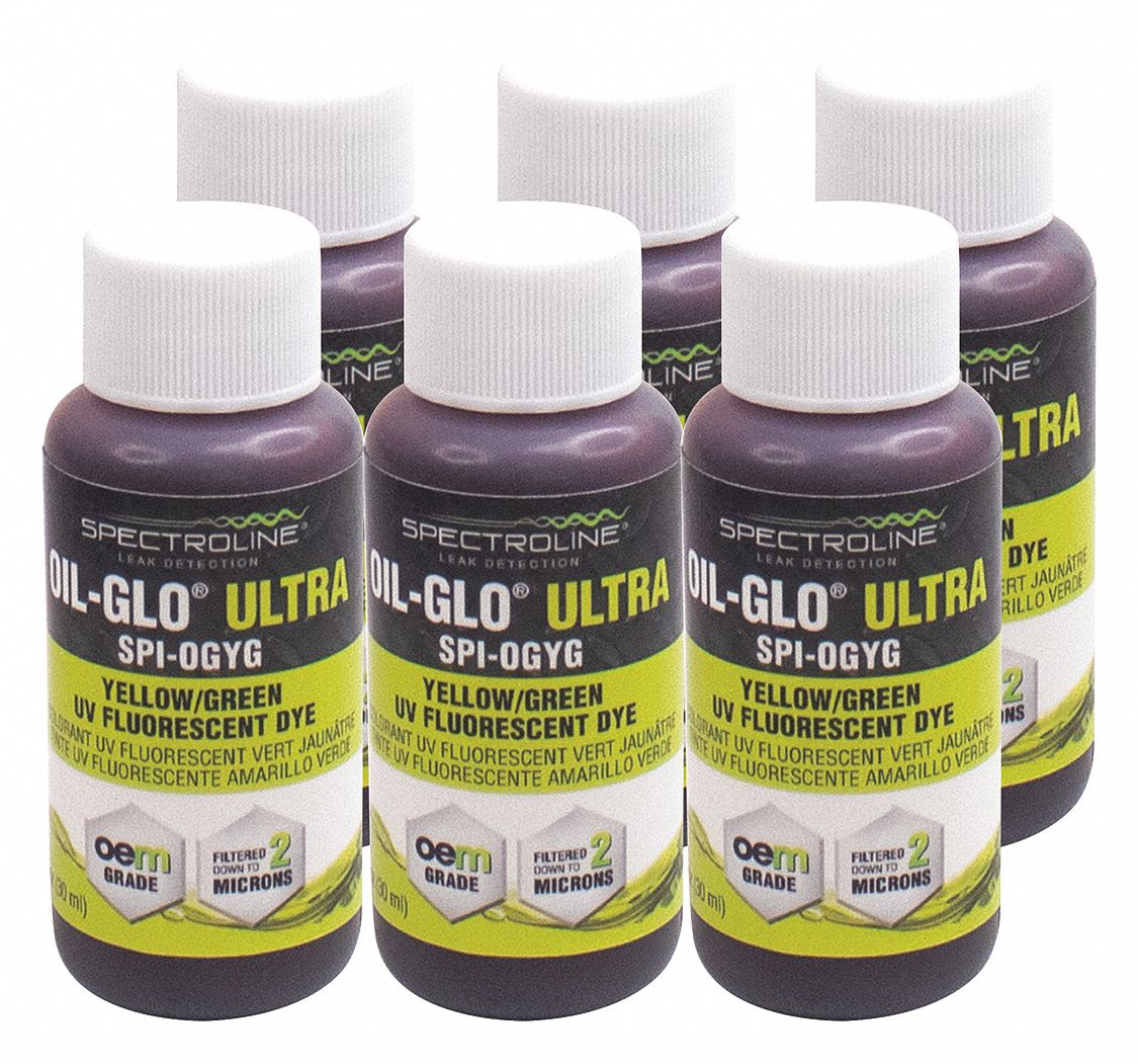 SPECTROLINE, 6, PK, Fluorescent Leak Detection Dye 55NJ05SPIOGYG