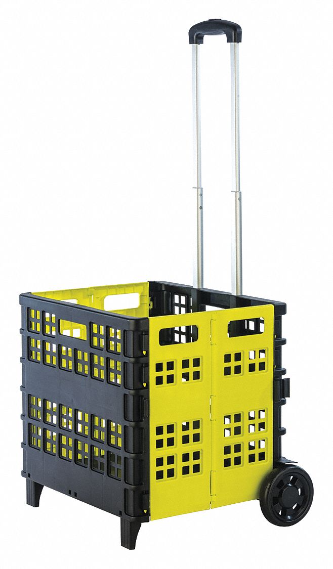 SHOPPING BASKET, Plastic, Red, Folding Rolling Basket 55NJ31