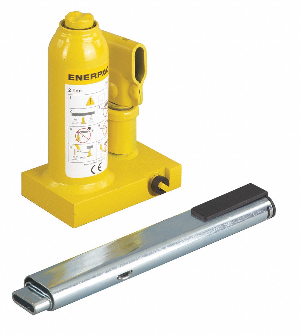 ENERPAC Bottle Jack 4 9/16 in x 3 in Base, Hydraulic, With 2 ton