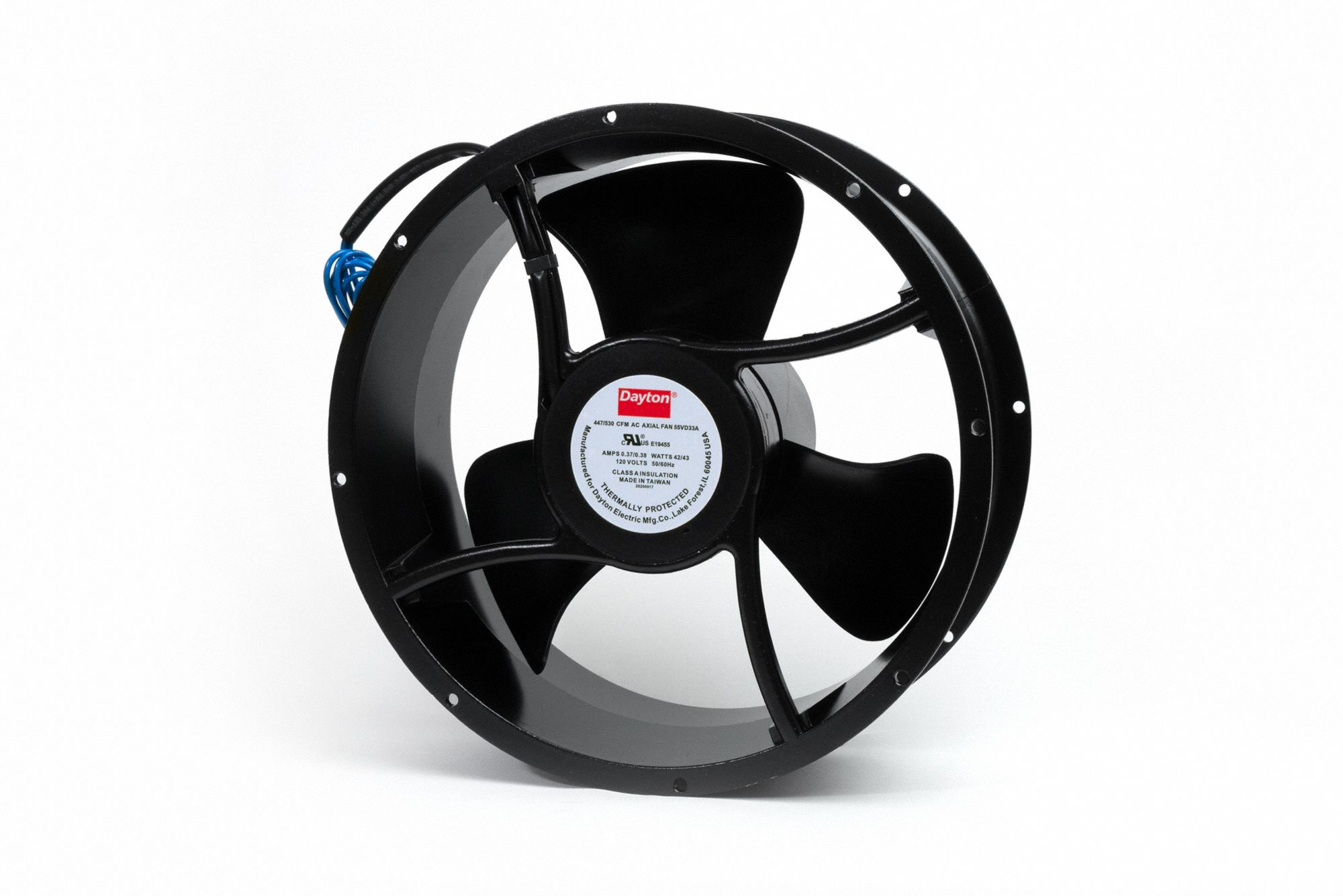 DAYTON, 10 in Dia, 3 1/2 in Dp, Standard Round Axial Fan 55VD33