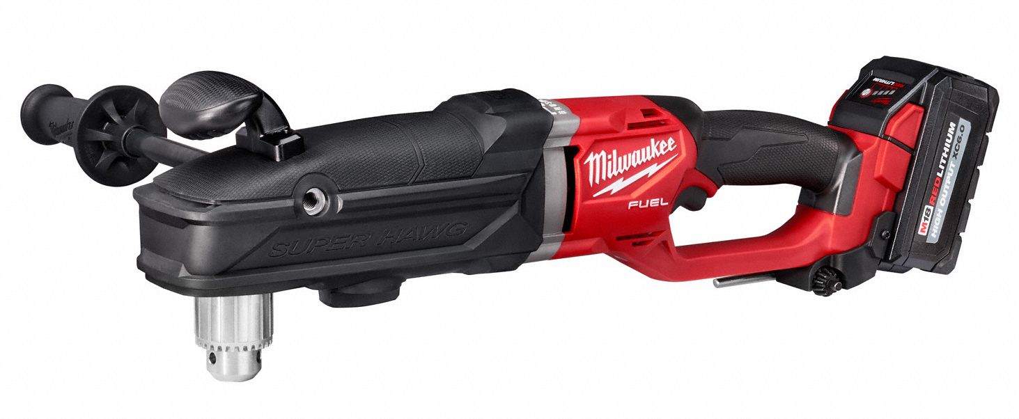 MILWAUKEE Cordless Right Angle Drill Kit, Cordless, 1/2 in Chuck Size 55VR98280922 Grainger
