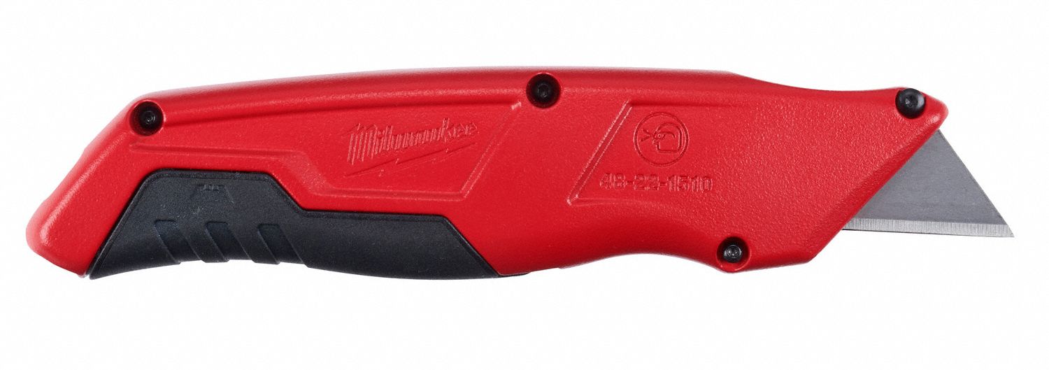 MILWAUKEE Black/Red,BiMetal Utility Knife,6 3/4 in Overall Length