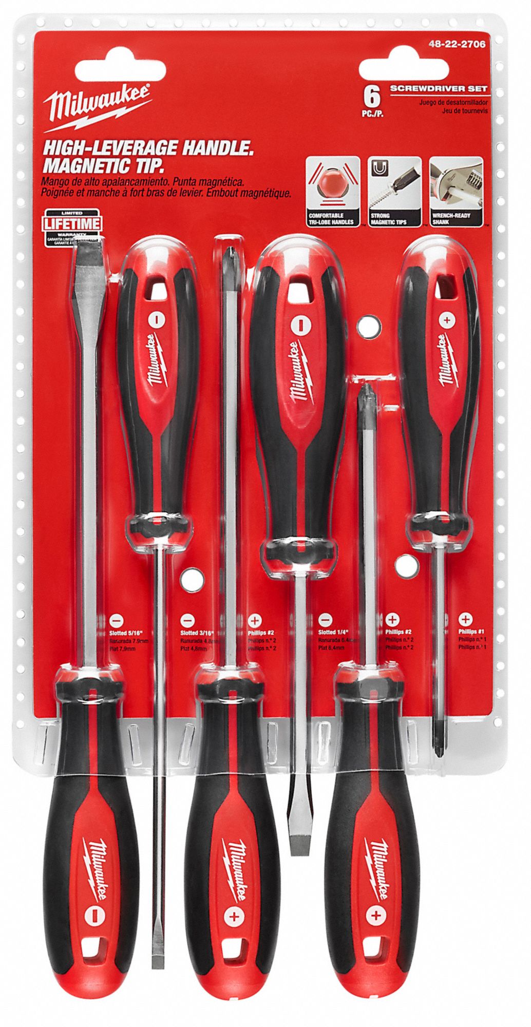 MILWAUKEE Phillips/Slotted Screwdriver Set, Plastic, Number of Pieces 6 55ZY9948222706