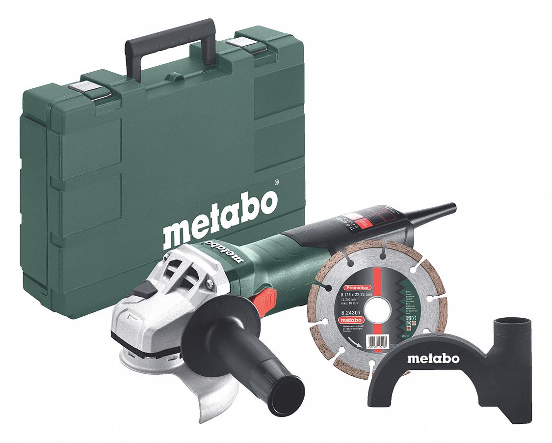 METABO Angle Grinder 11 A, 11,000 RPM Max. Speed, Slide, Adj Guard