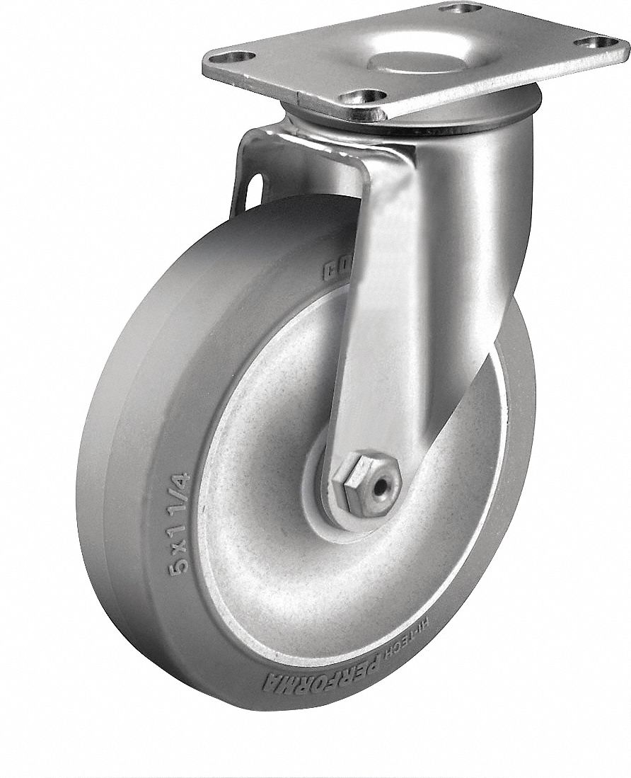 COLSON Standard Plate Caster, Swivel, Rubber, 150 lb, 3 in Wheel Dia. 56HD742.03356.42 Grainger