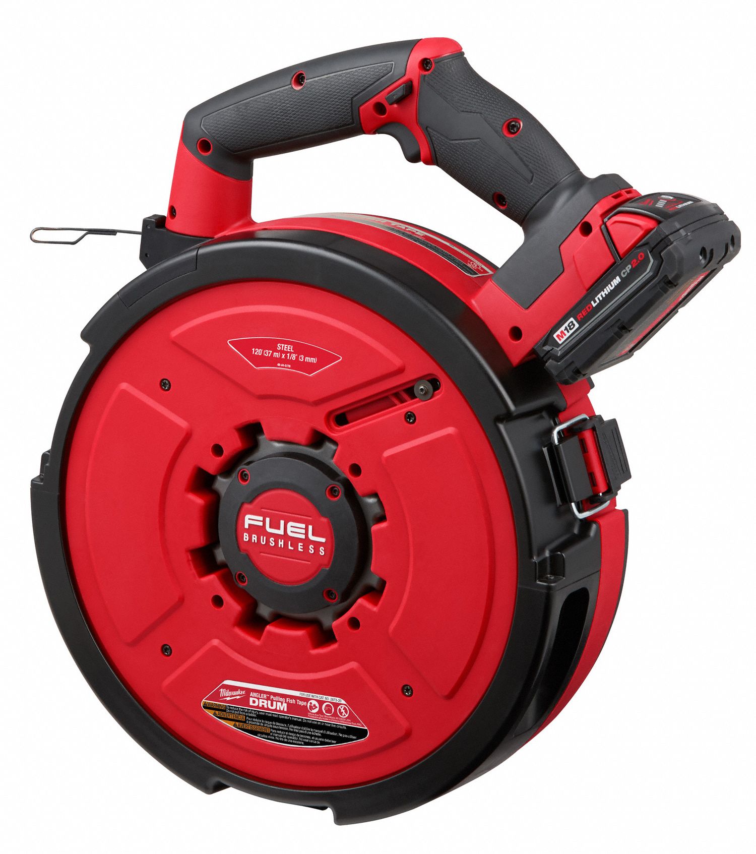 MILWAUKEE 120 ft Fish Tape Kit, Steel, 1/8 in Tape Size, Round Tape