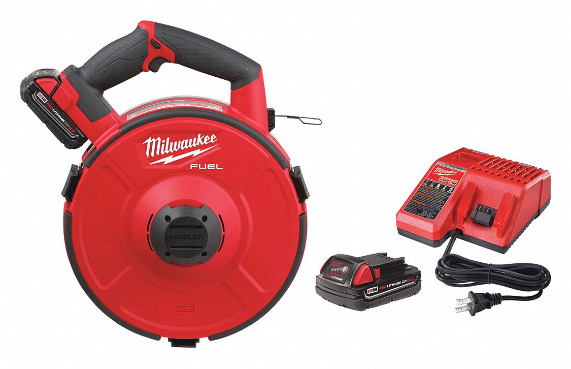 MILWAUKEE 120 ft Fish Tape Kit, Steel, 1/8 in Tape Size, Round Tape