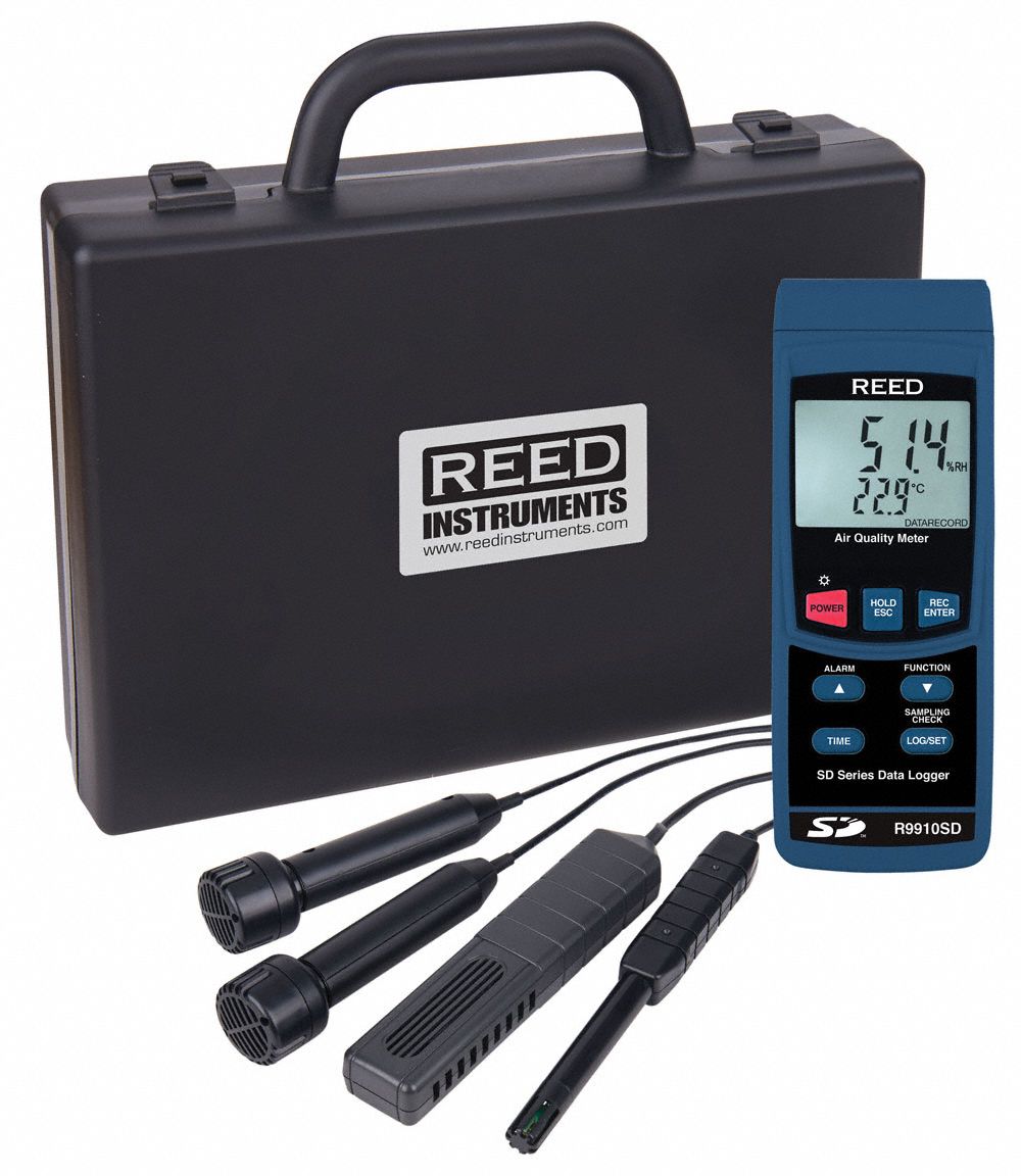 REED INSTRUMENTS Indoor Air Quality Analyzer LCD, CO Range 0 to 1000