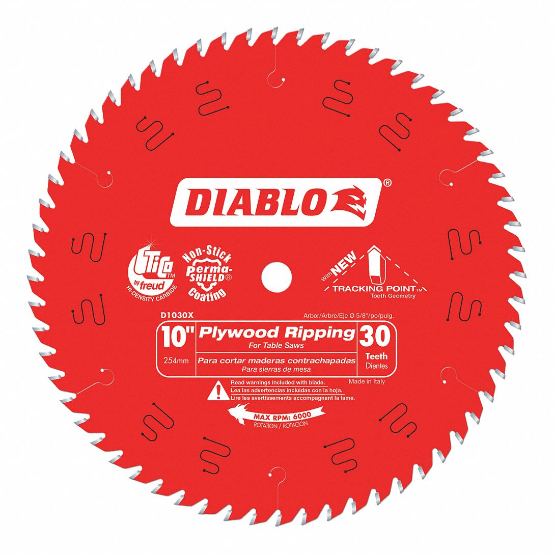 DIABLO Circular Saw Blade, Plywood, Wood Materials Cut, 10" Blade Dia
