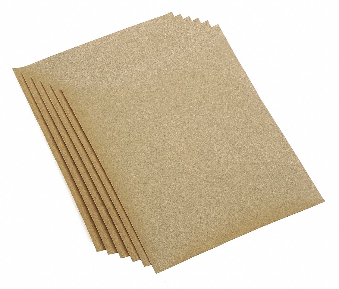 SKILCRAFT Sandpaper Sheet, 120 Grit, Aluminum Oxide, 11 in Length, 9 in