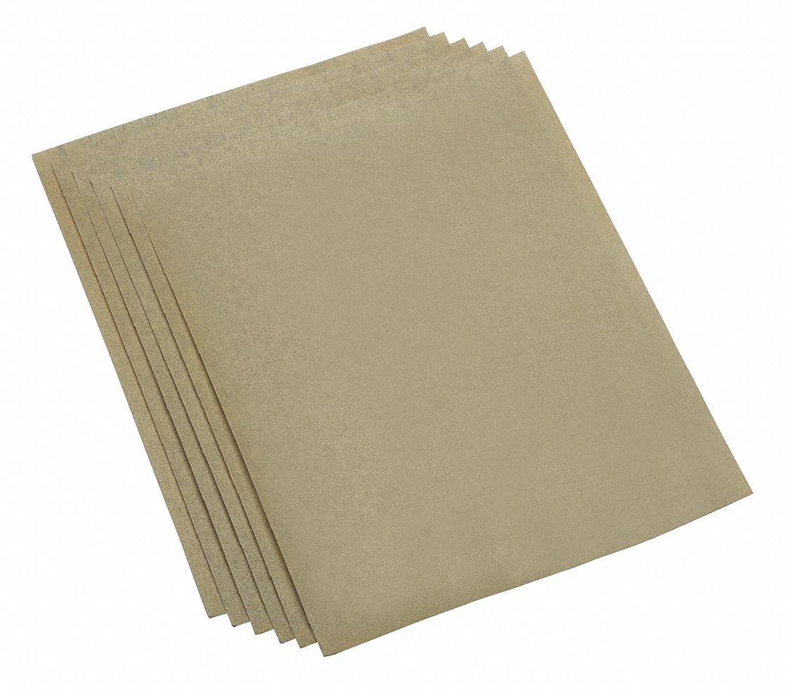 SKILCRAFT Sandpaper Sheet, 180 Grit, Aluminum Oxide, 11 in Length, 9 in